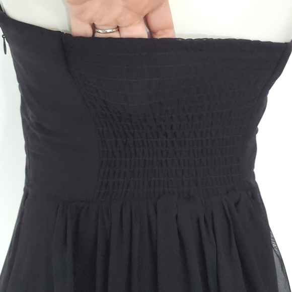 LE CHATEAU Black Floral Print Strapless Knee Length Dress Size XS - Picture 7 of 13